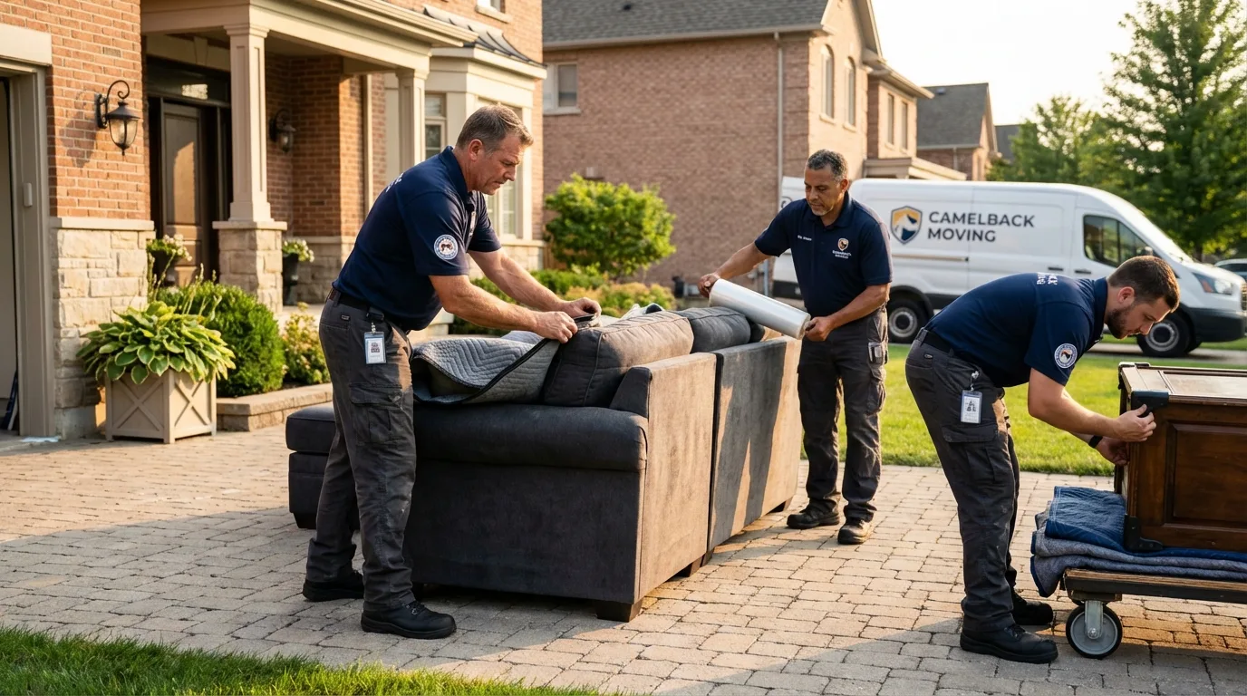 Large estate moving crew wrapping furniture in Olney, TX